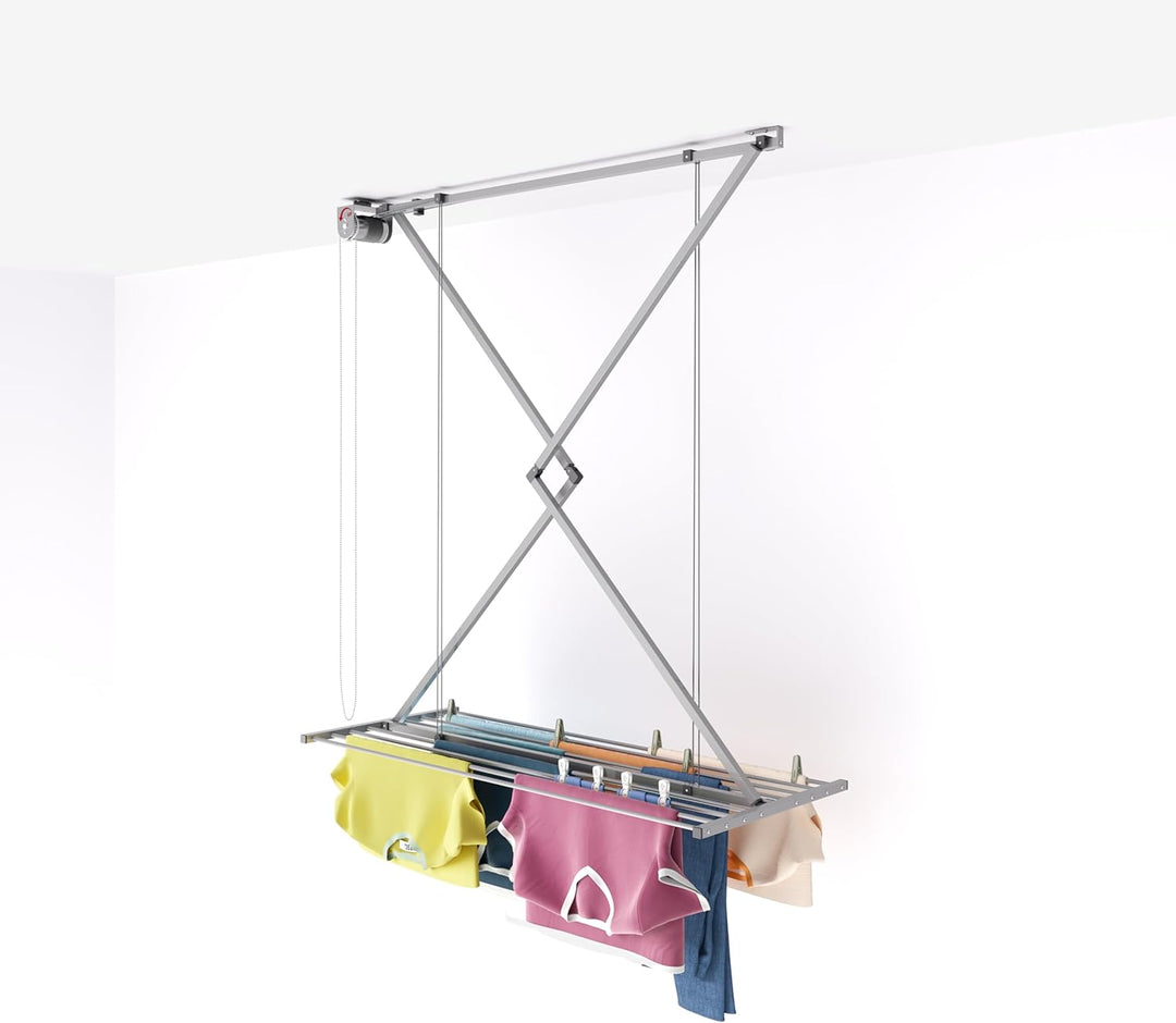 Foxydry Mini Deckenständer, vertikaler Wäscheständer, zusammenklappbar in Aluminium und Stahl 128x54