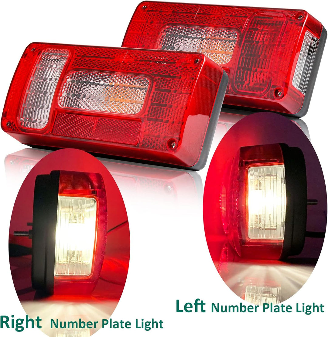 DARKGUARD Rückleuchten Satz Anhänger 12v,mit E4 Prüfzeichen,7Funktion 2pcs Halogen Rücklicht Anhänge