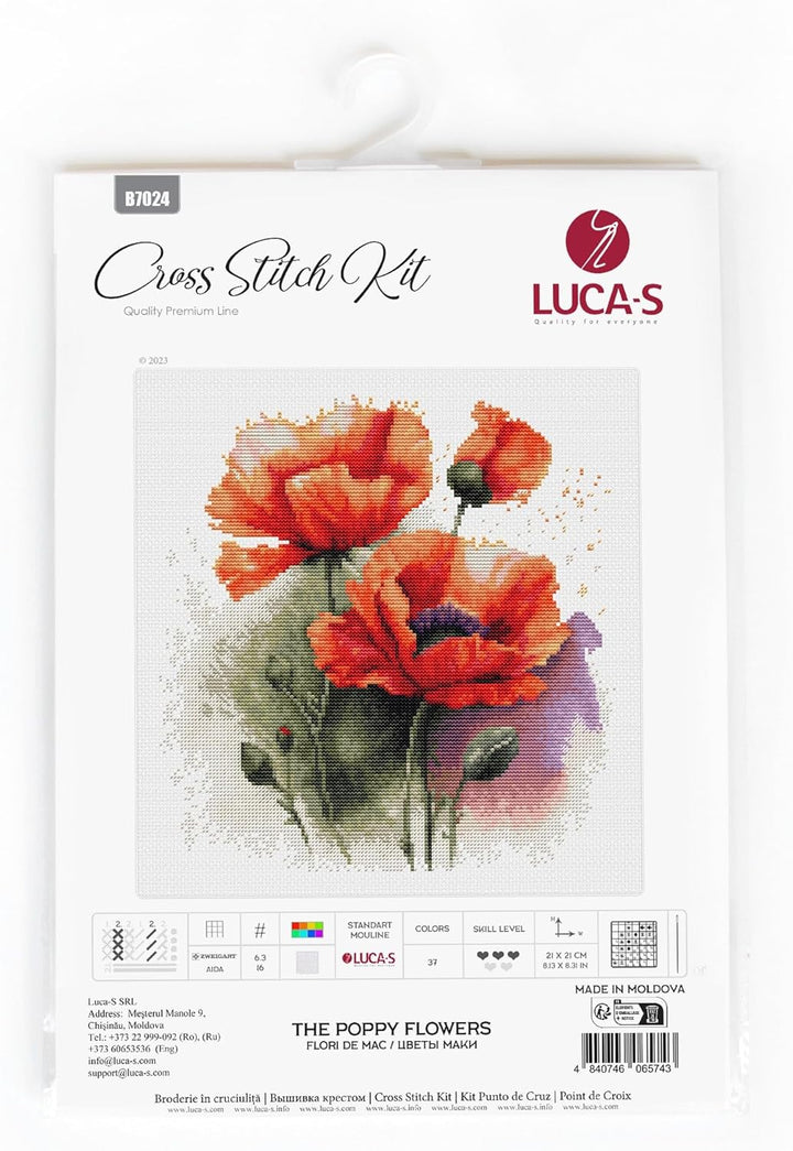 Luca-S Kreuzstich Stickpackung Die Mohnblumen Zählmuster Kreuzstich Set für Erwachsene B7024