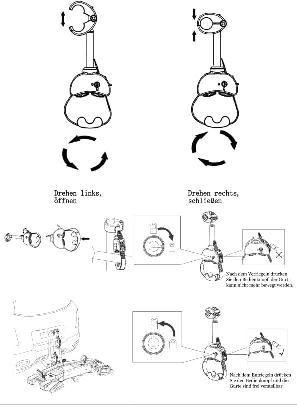 TEOV 2 Stück Rahmenhalter für Fahrradträger Länge 12CM+42CM, Verstellbarer Strap-Rahmenhalter für E-