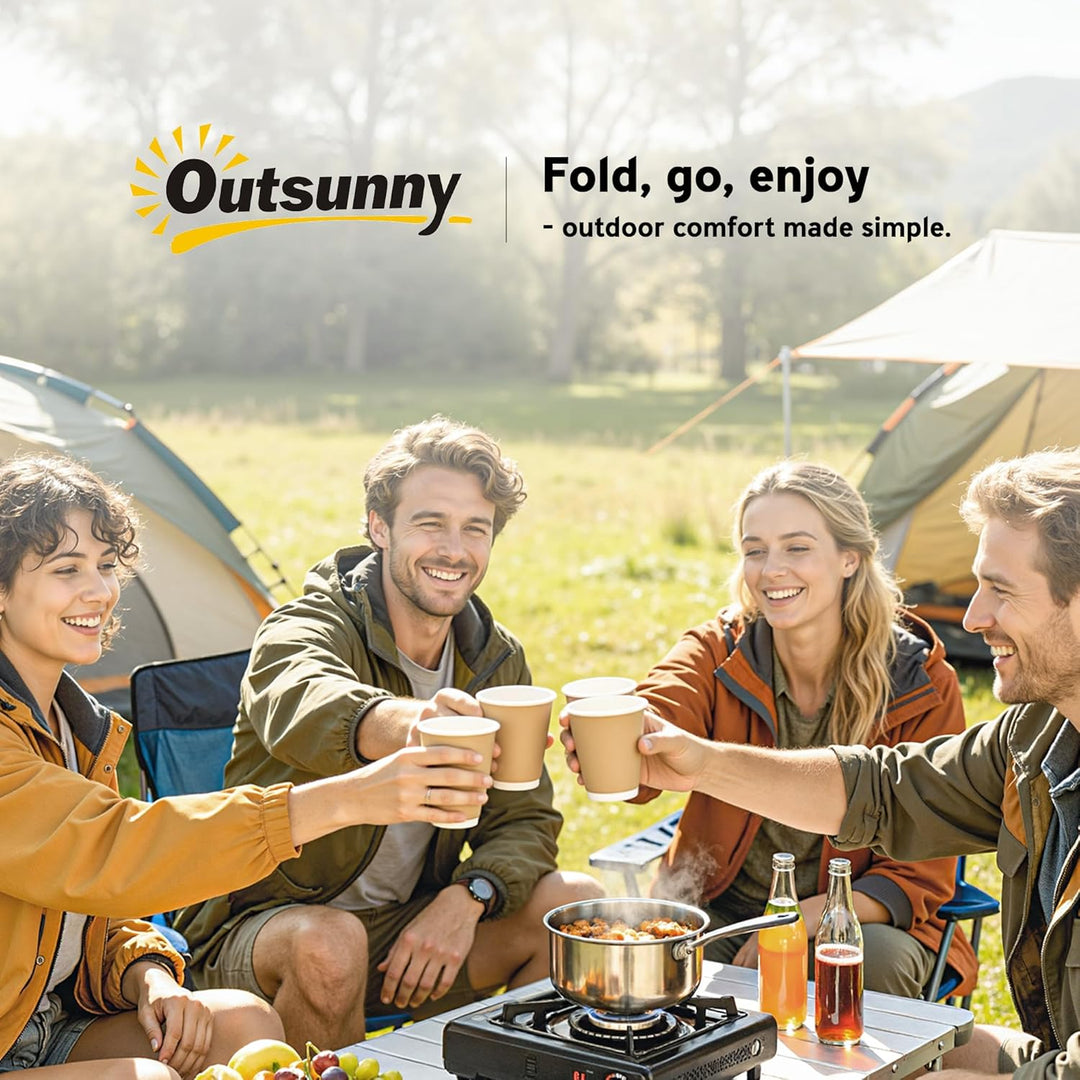 Outsunny Campingtisch höhenverstellbar Klapptisch mit Aufbewahrungskorb Klappbarer Gartentisch aus A
