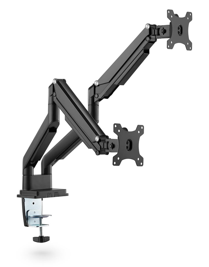 Ergolutions® Dual Gasdruck Monitorarm Schwarz - Höhenverstellbar, für 2 Monitore bis 32", VESA 75x75