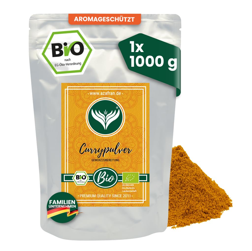 Azafran BIO Curry - Currypulver indisch (mild) Madras Richtung 1kg 1 kg (1er Pack), 1 kg (1er Pack)