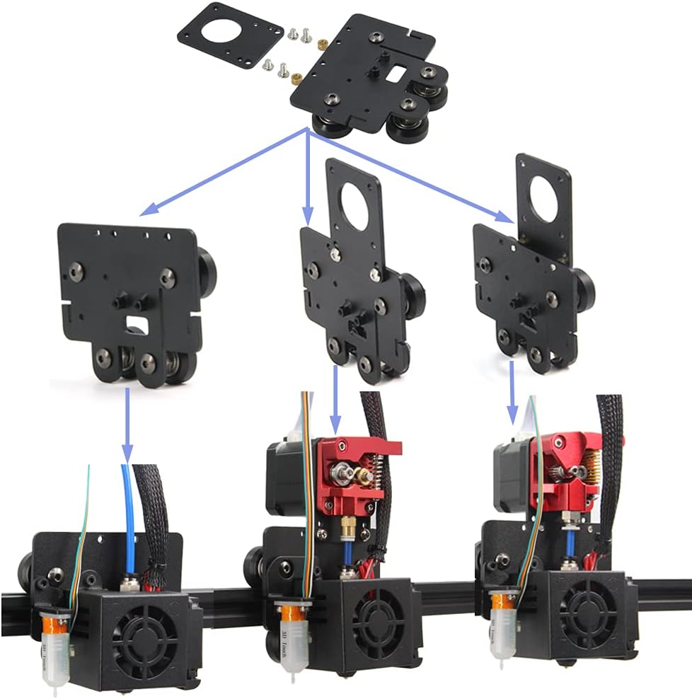 Zeberoxyz Direct Drive Doppelzahnrad-Extruder Upgrade Direktplatte mit 4Stück Pulleys Kit, Einfaches