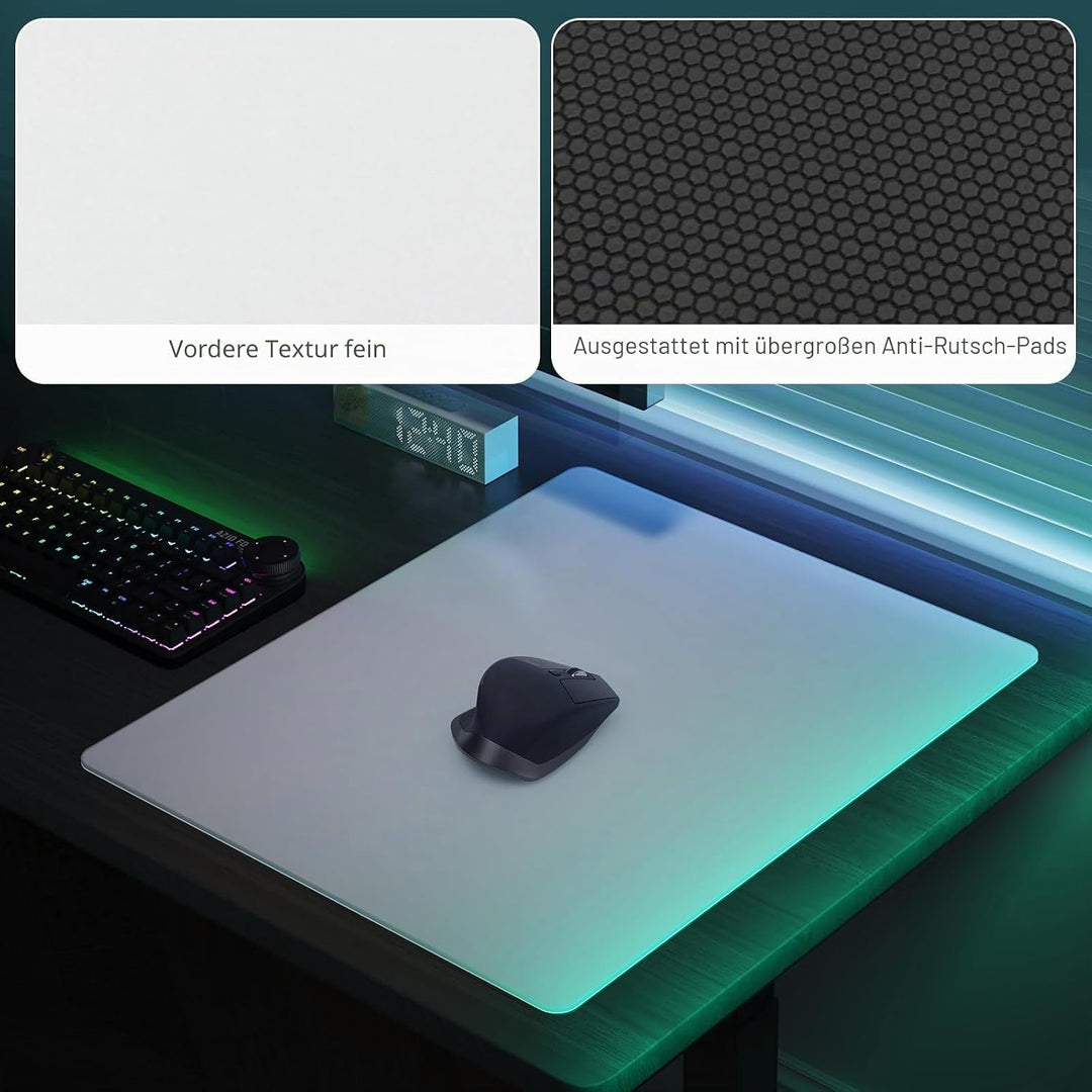DAWNTREES Glas-Gaming-Mauspad, genaue und schnelle Mausverfolgung, kompatibel mit verschiedenen Maus