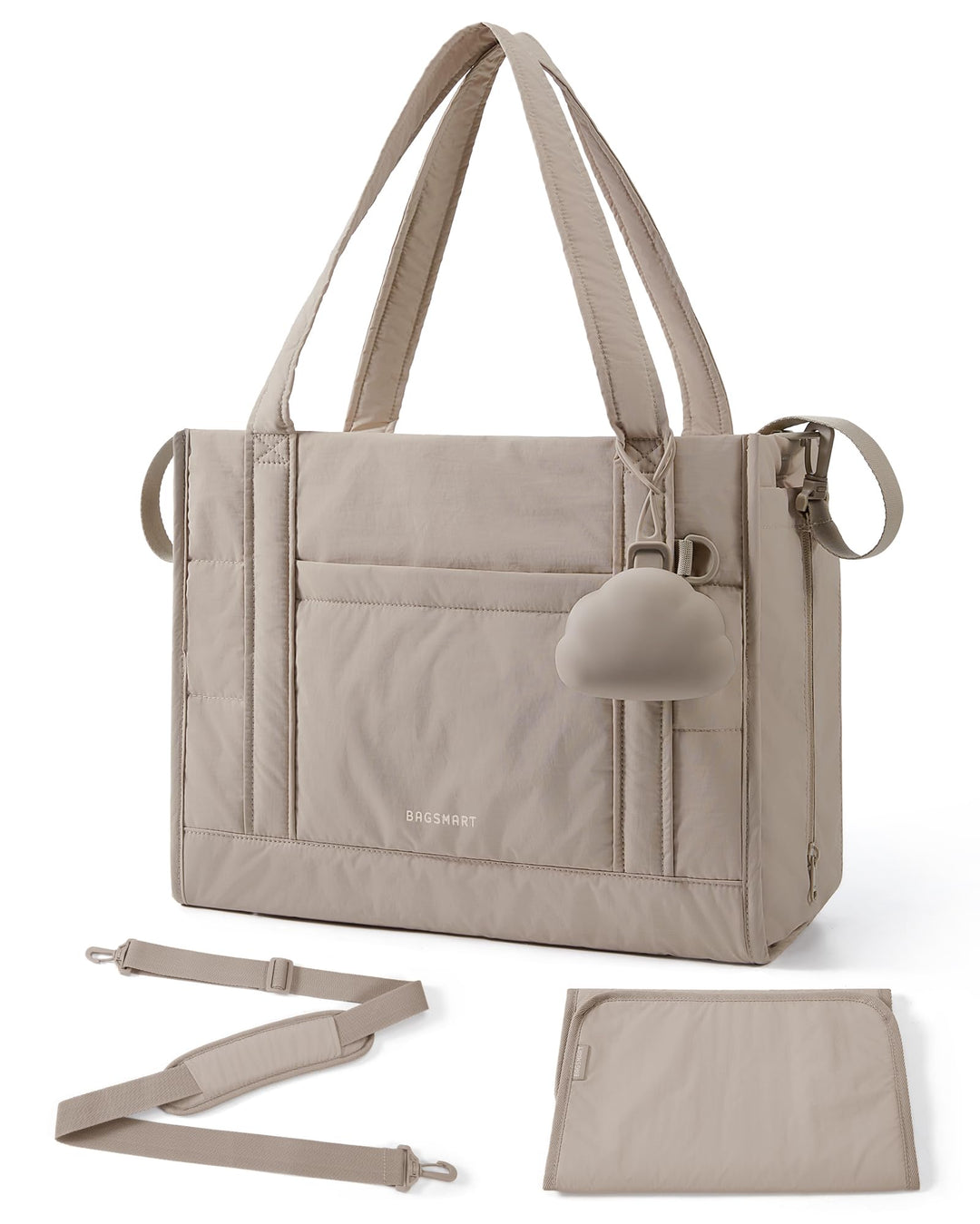 bagsmart Puffer Wickeltasche Kliniktasche Geburt Diaper Bag für Unterwegs Kamel, Kamel