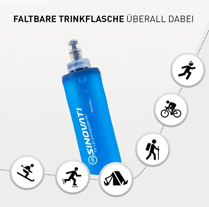 SINOVATI® TPU Faltbare Trinkflaschen, Soft Flask, Wasserflasche BPA-Frei Sportflasche für Trinkrucks