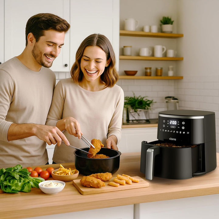 CIARRA Heissluftfritteuse mit digitalem Touchpanel, 5 l, benötigt kein Öl, Heissluftfrittieren, extr