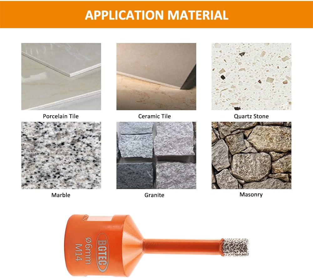 BGTEC Diamant Fliesenbohrer - 2 stücke 6MM Diamantbohrer Lochsäge mit M14 Gewinde für Fliesen Porzel