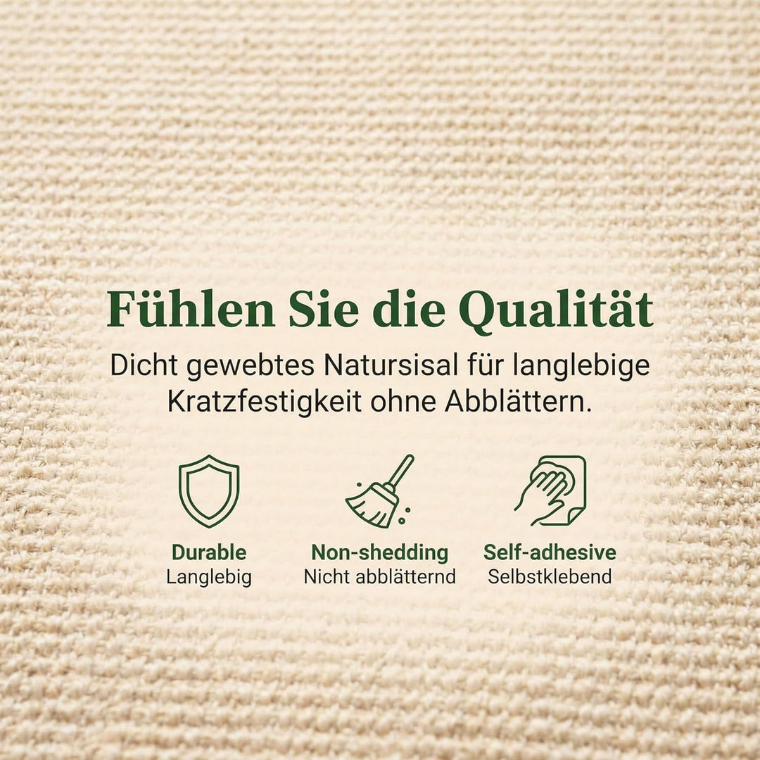 Sisal Kratzmatte für Katzen zur Wandmontage, 60x40cm Kratzmatte selbstklebend mit Klettband, Katzen