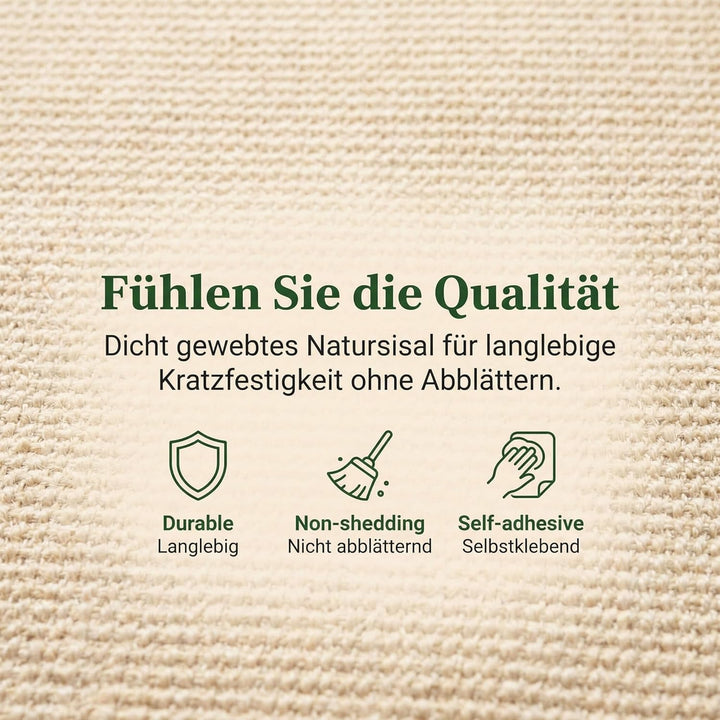 Sisal Kratzmatte für Katzen zur Wandmontage, 60x40cm Kratzmatte selbstklebend mit Klettband, Katzen