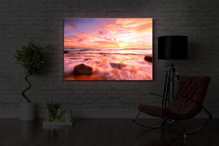 lightbox multicolor | Bilder mit LED Licht | Sonnenuntergang am Meer | 60x40 cm | Front Lighted Sonn