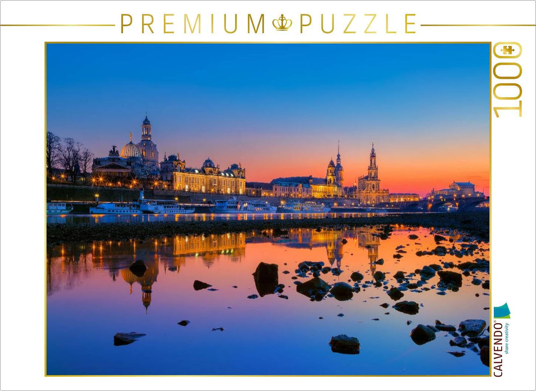 CALVENDO Puzzle Dresden am Abend 1000 Teile Lege-Grösse 64 x 48 cm Foto-Puzzle Bild von Stefan Becke