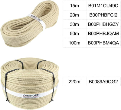 Kanirope® Polyhanfseil SPINTWIST ø10mm 50m 4-litzig gedreht, 50m