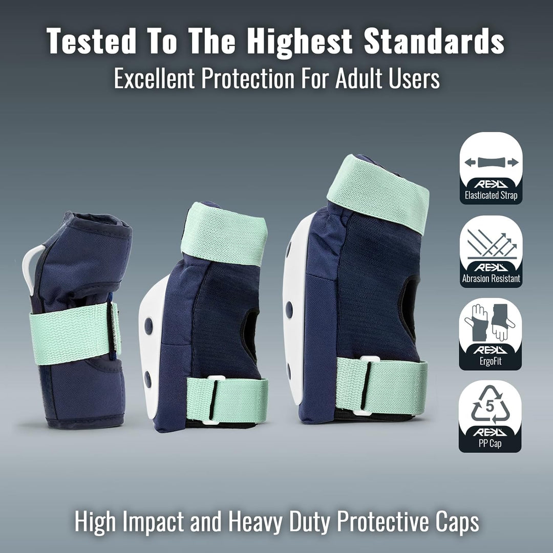 Rekd Heavy Duty Triple Pad Set Skateboard-Schutzset, Unisex, Erwachsene M Blau / Minzgrün, M Blau /
