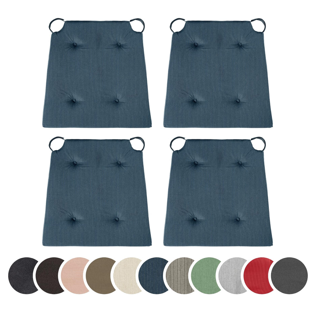sleepling 4er Set Stuhlkissen, 42 (vorne) 35 (hinten)x40x5 cm, Sitzkissen für Stuhl &amp; Bank mit Klett