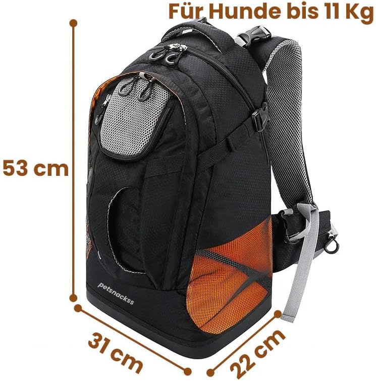 Hunderucksack EasyGo - Bis 11 Kg | Haustier Tragetasche für 2-11kg Hunde und Katzen weich, faltbar |