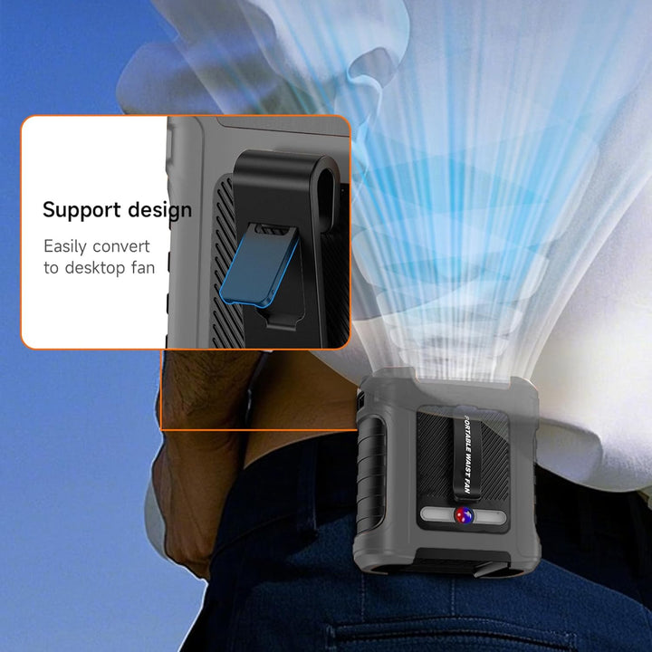 Tragbarer Ventilator mit LED-Display, 5 Geschwindigkeitsstufen + Rotes/grünes Licht, 10000-mAh-Power