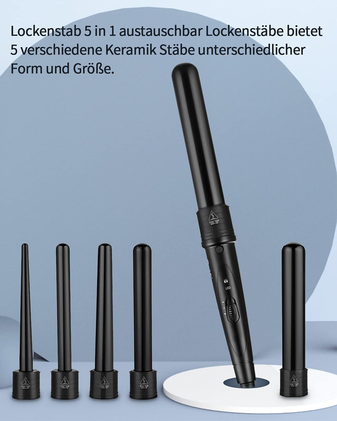 CkeyiN lockenstab,lockenstab Set 5 in 1 Multifunktions Austauschbare Keramikbeschichtung Curling Iro