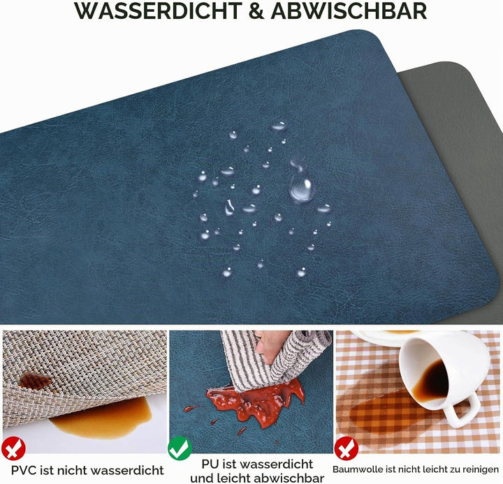 Platzsets 6er Set, rutschfest Abwaschbar Tischsets,Doppelseitigen Kunstleder Platzdeckchen, Hitzebes