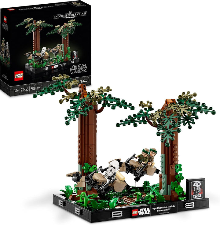 LEGO 75353 Star Wars Verfolgungsjagd auf Endor – Diorama Set, Rückkehr der Jedi-Ritter mit Luke Skyw