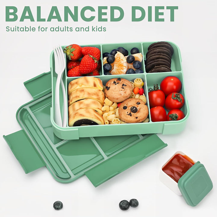 Bugucat Brotdose Kinder mit Fächern 1330ML 2 Set,Lunchbox Kinder Bento Box Auslaufsicher mit 6 Fäche