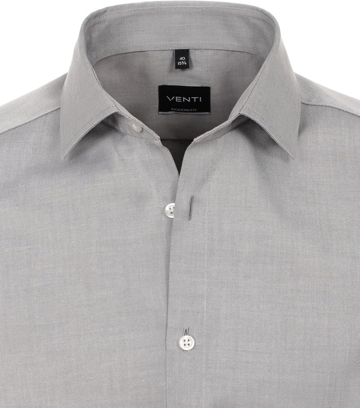 Venti Herren Twill Hemd unifarben extra Langer Arm 72cm Modern Fit 39 Grau, 39 Grau