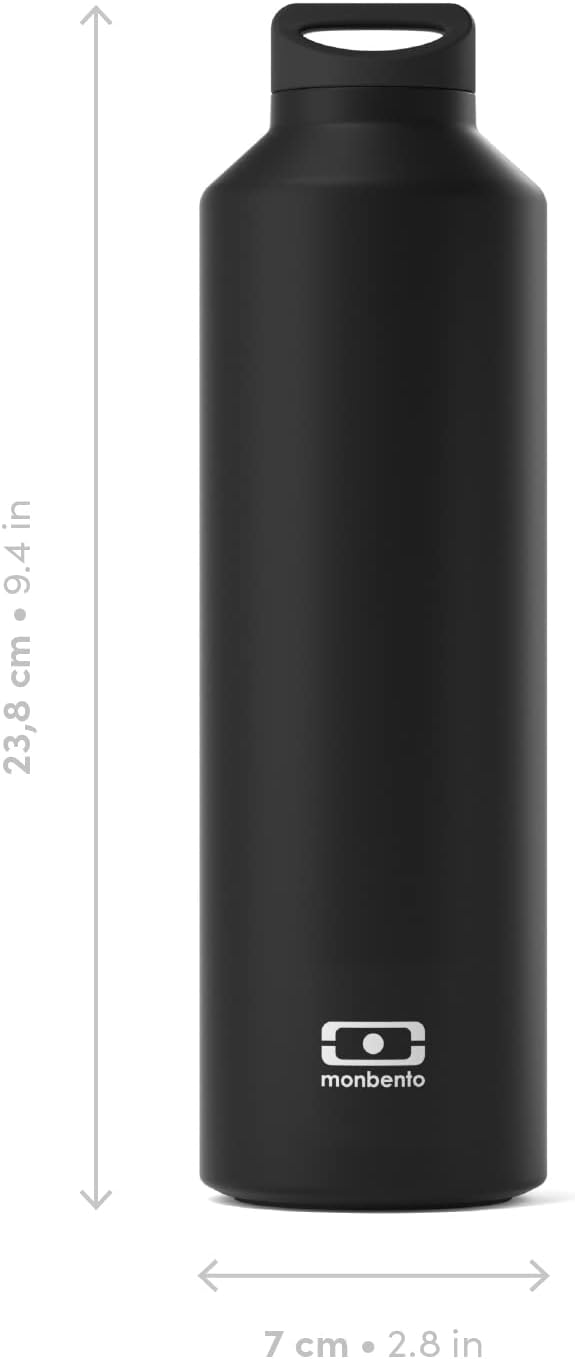 MONBENTO - Isotherme Wasser Flasche MB Steel Onyx 500ml - Edelstahl - Auslaufsicher - Infusor - Hält