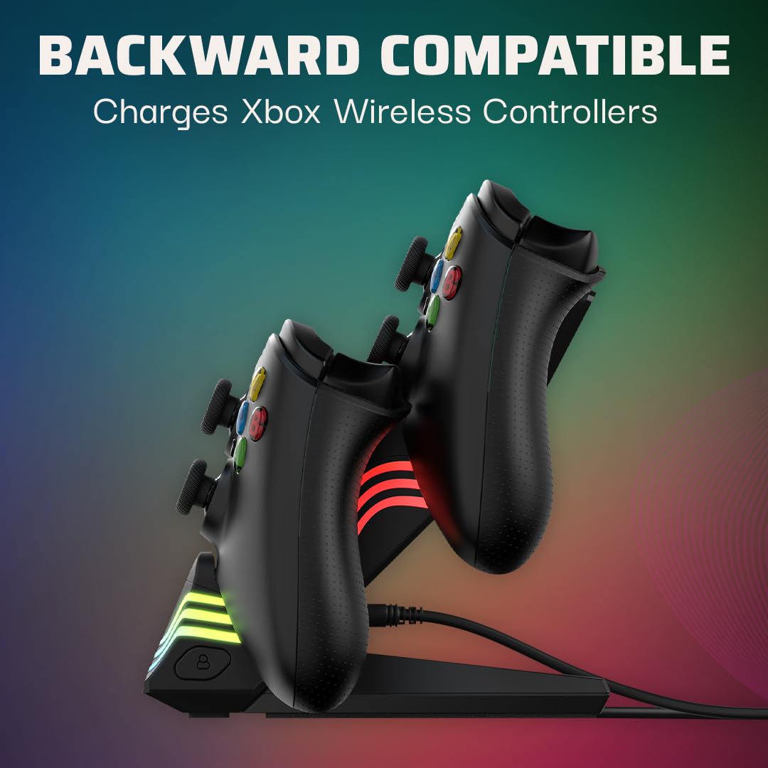 PDP Xbox Afterglow Wave DUAL Charger Black, Afterglow