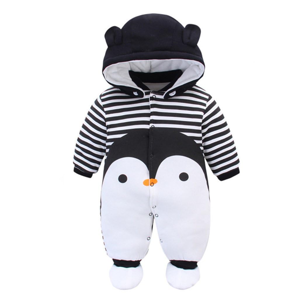 Baby Overall Mit Kapuze Footies Strampler Schneeanzüge Karikatur Jumpsuit Unisex Winter Kleidungsset