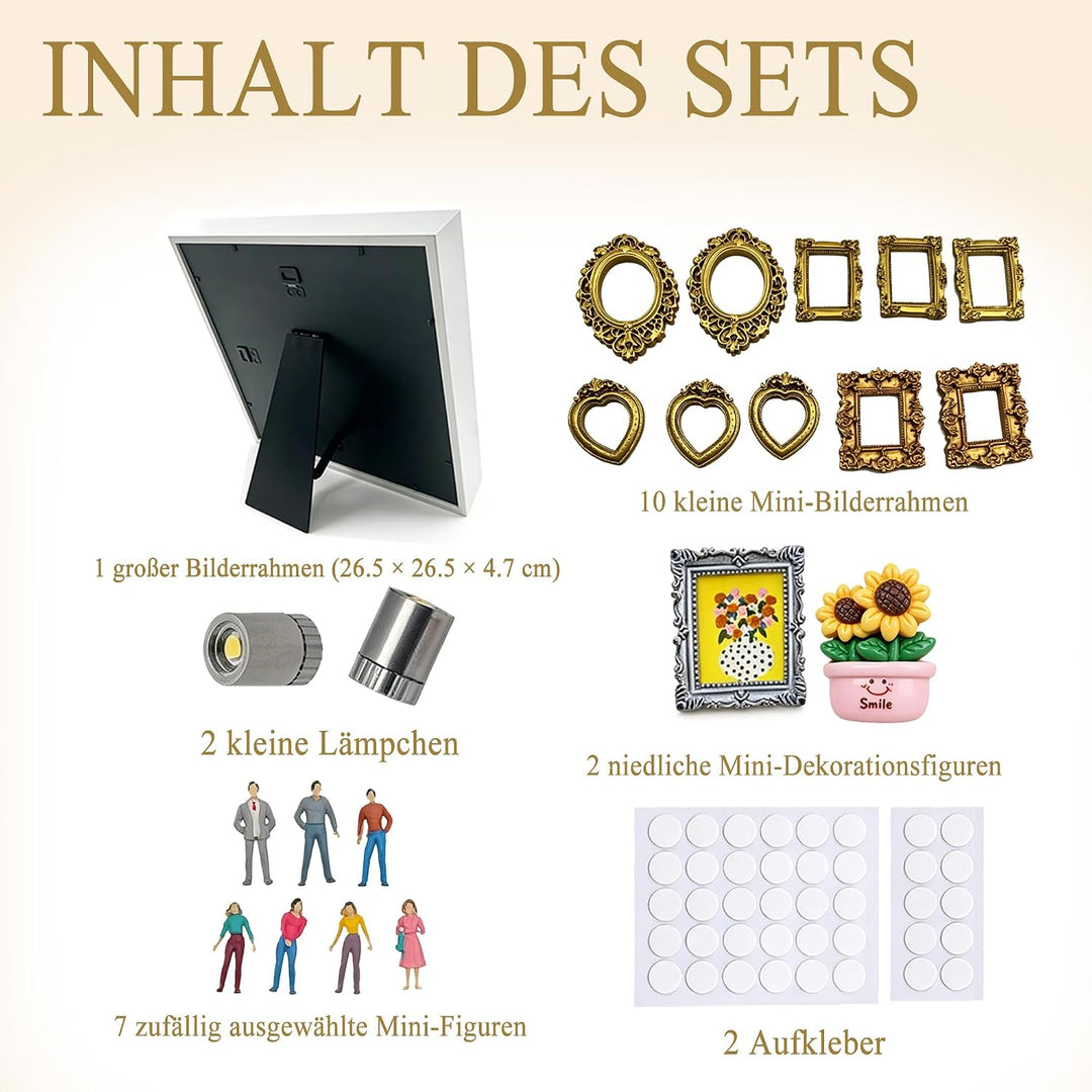 DIY Mini Museum Silhouettenbox 3D Bilderrahmen Zum Befüllen Set Fotorahmen | 10-Mini-Bilderrahmen 9-