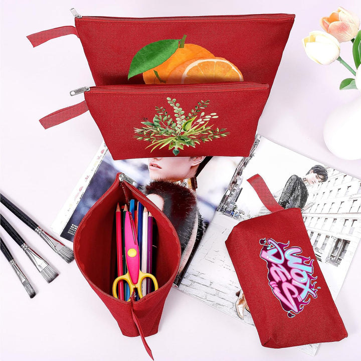Make-up-Tasche aus Baumwollleinen, mit Boden und Gurt, Mehrzweck-Kosmetiktasche mit Reissverschluss,