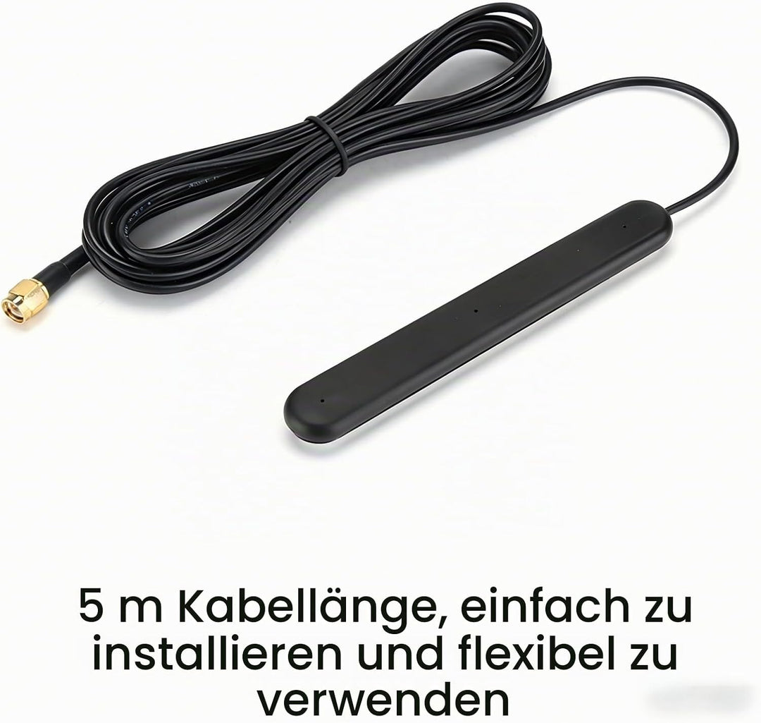FM DAB DAB+ Digitalradio Antenne 20dB Verstärkung SMA Anschluss 5M Kabellänge Klebebefestigung für A