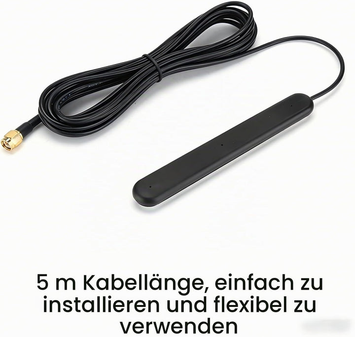 FM DAB DAB+ Digitalradio Antenne 20dB Verstärkung SMA Anschluss 5M Kabellänge Klebebefestigung für A