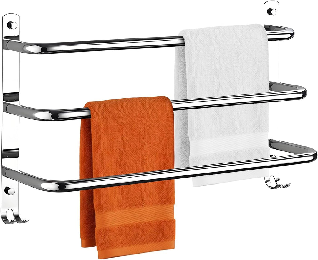 HONPHIER Handtuchhalter Handtuchstangen Edelstahl mit Haken Handtuchstange Bad Wandmontage Handtuchh