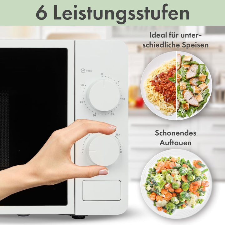 Bomann® Mikrowelle | 700 Watt | 6 Stufen | 20 Liter Garraum | 360° Drehteller | Timer mit Endsignal