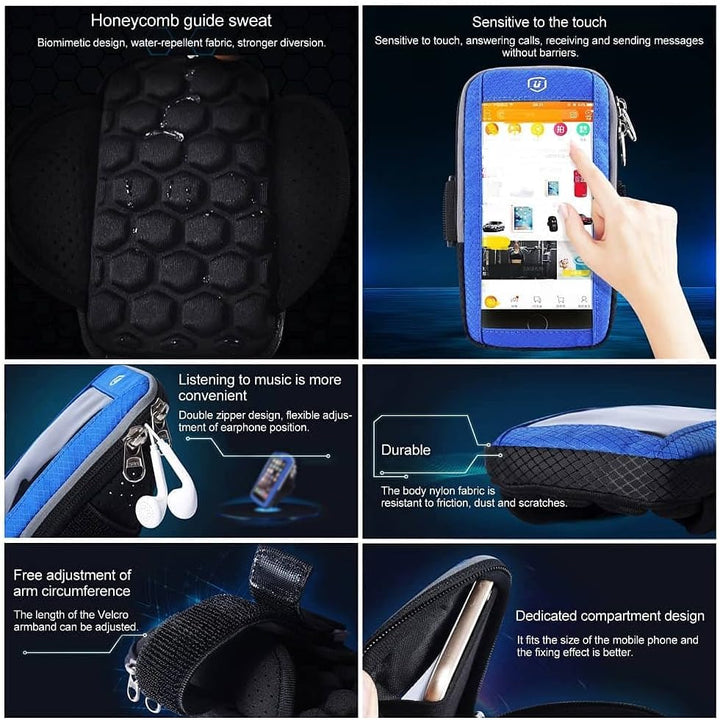 Waterproof Reflective Armband Case with Touchscreen with 2 Compartments Sport Running Walking Cyclin