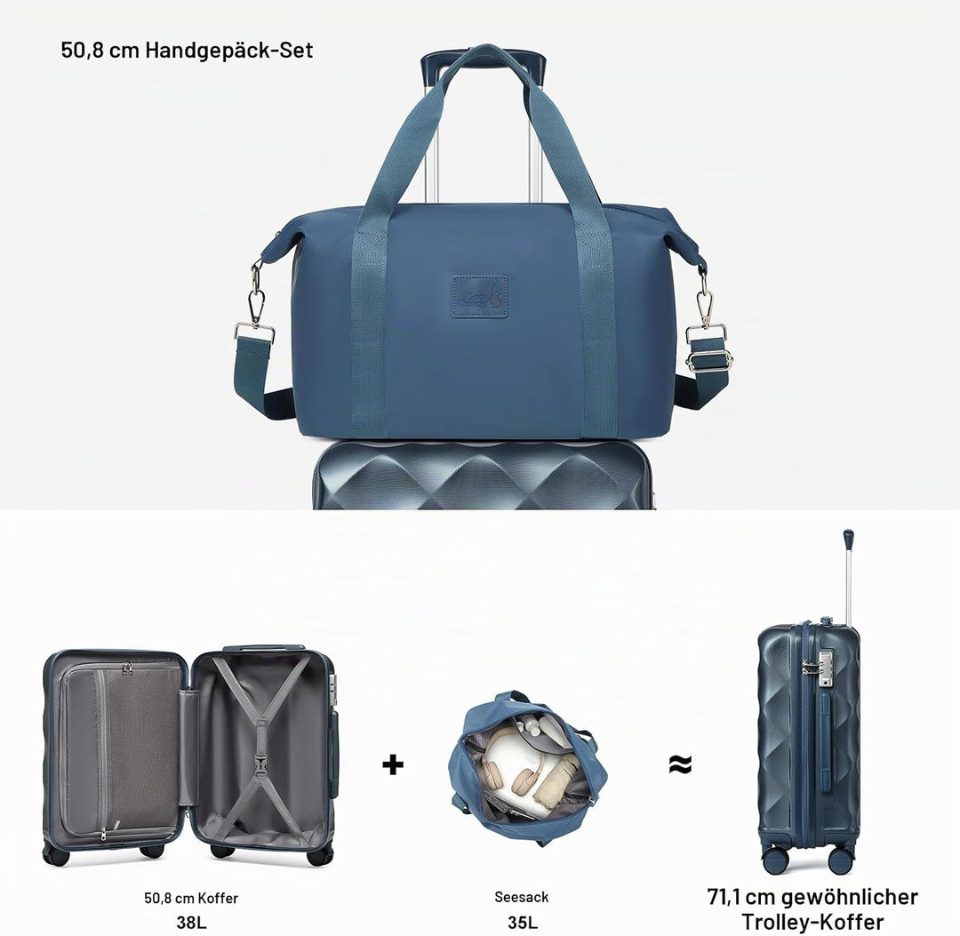 Sea choice Handgepäck Koffer Trolley ABS Leicht Reisekoffer Hardschale 4 Rollen und TSA Schloss Mit