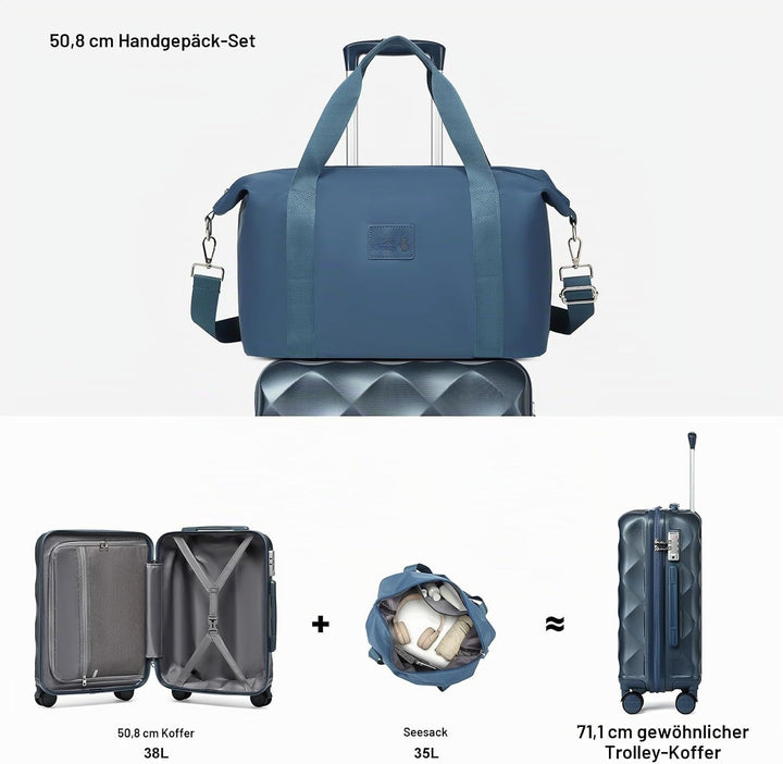 Sea choice Handgepäck Koffer Trolley ABS Leicht Reisekoffer Hardschale 4 Rollen und TSA Schloss Mit