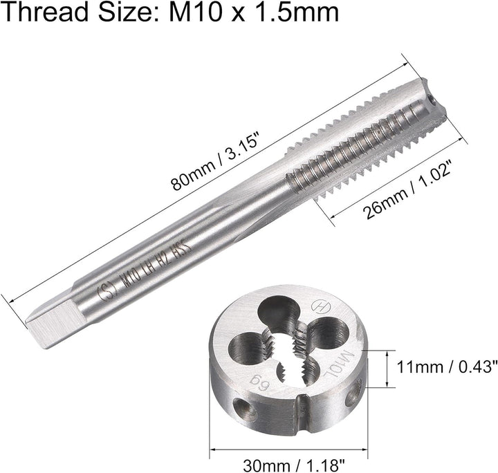 sourcing map M10 x 1,5mm Linksgewindebohrer Matrizengewindebohrer Legierungswerkzeug