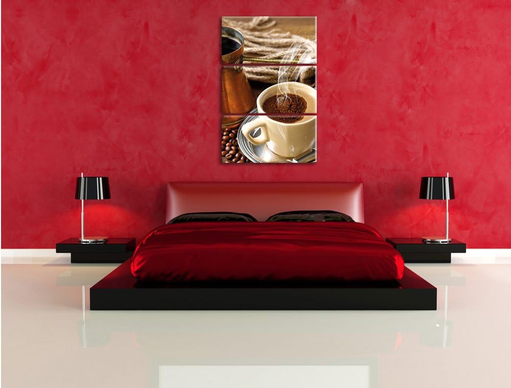 Pixxprint Kaffe Kaffeetasse Kaffee Trinken Heisse Schokolade 3-Teiler Leinwandbild 120x80 Bild auf L