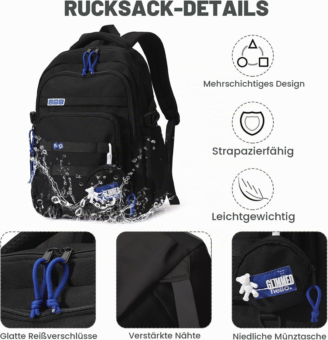 Amythe Schulrucksack Mädchen Teenager, Wasserdicht Daypack, Leichter Schulranzen Mädchen Jungen mit