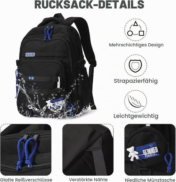Amythe Schulrucksack Mädchen Teenager, Wasserdicht Daypack, Leichter Schulranzen Mädchen Jungen mit