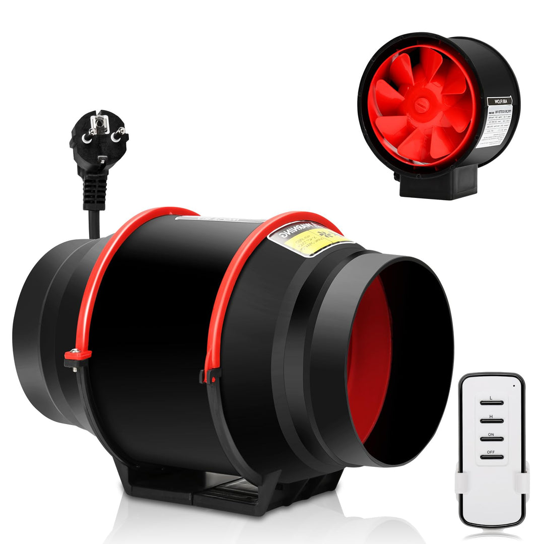Rohrventilator mit Fernbedienung, 80W, 540 m³/h, Rohrlüfter Ø150 mm 150mm, 150mm