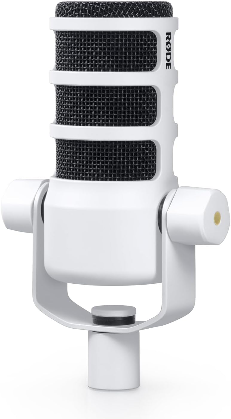 Rode Podmic professionelles Podcast-Mikrofon Weiss + keepdrum MS138 Gelenkarm Weiss
