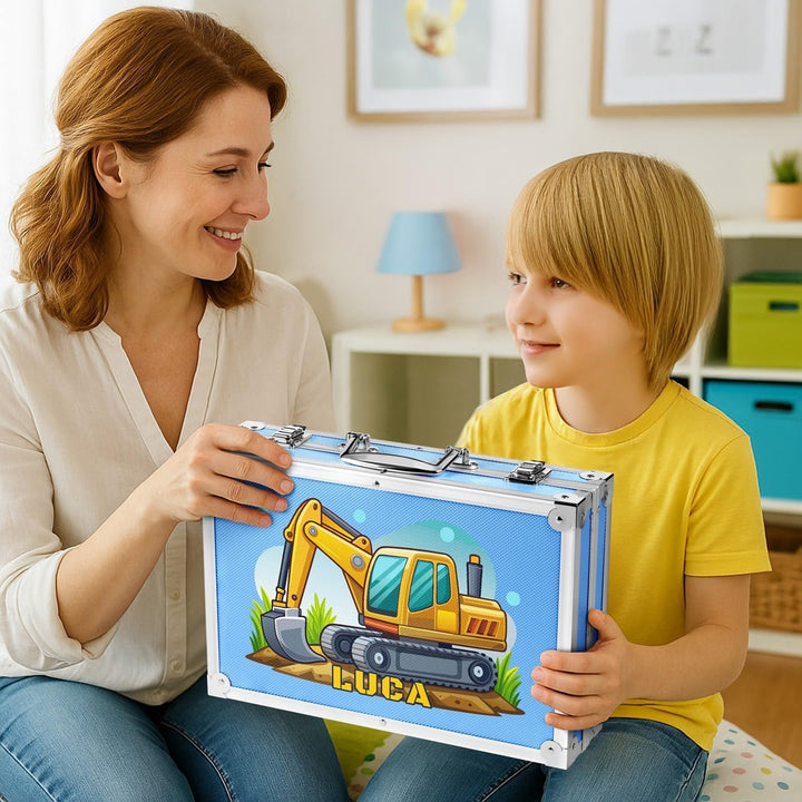 Maverton personalisiertes Kunstset für Kinder - 118-teilig Malkoffer - Buntstifte Koffer Set - Gesch