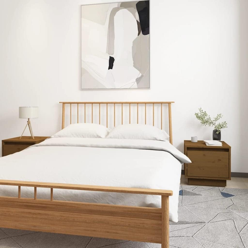 Bedside Table Nachtkonsole Beistelltisch mit Stauraum Night Stand Nachttische 2er Set Honigbraun 35x
