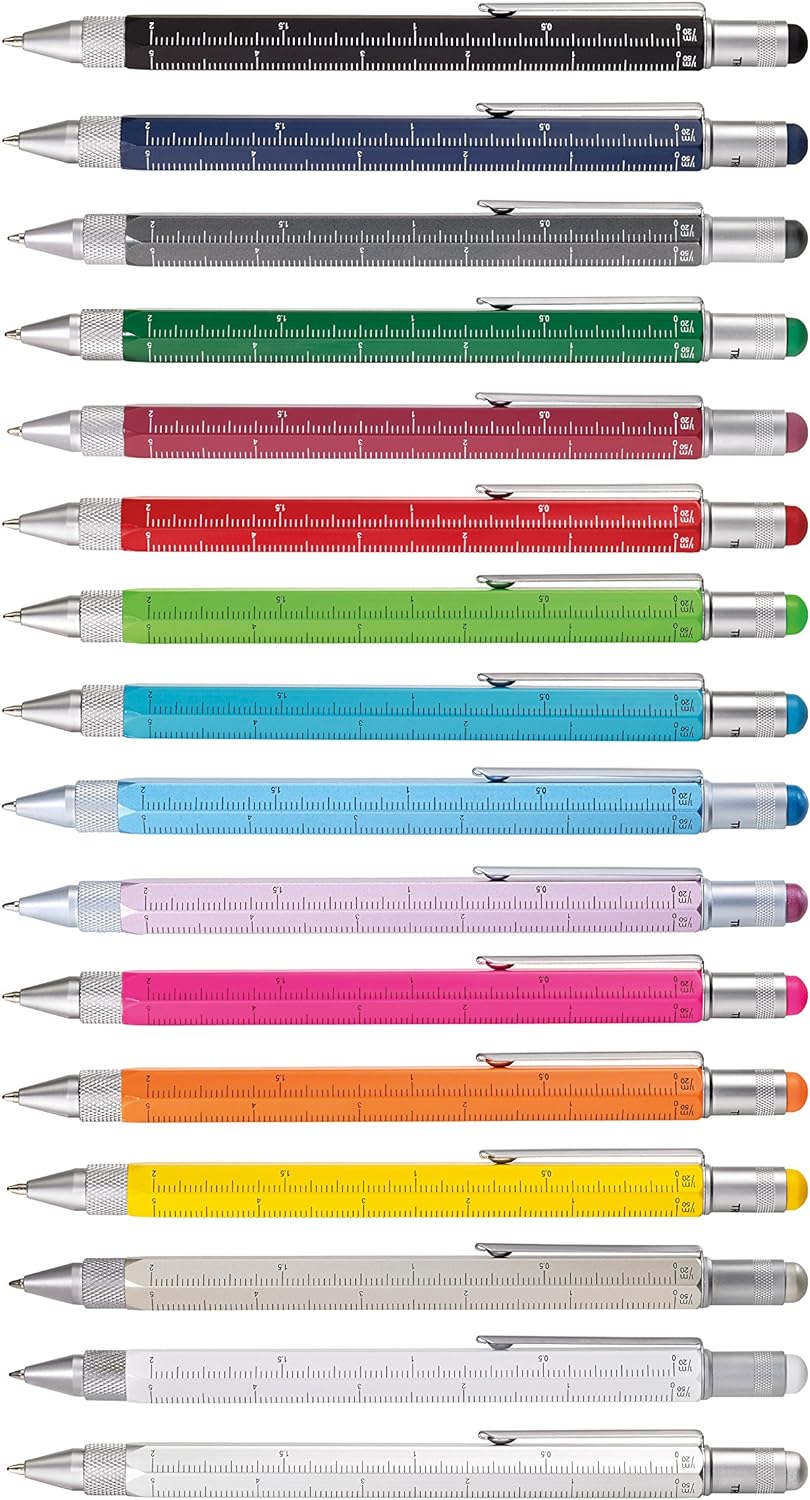TROIKA CONSTRUCTION Multitasking-Kugelschreiber - PIP20/YE - gelb - Zentimeter- und Zoll-Lineal - 1: