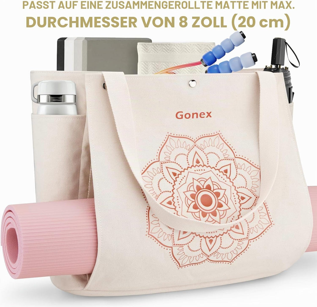 Gonex Yogatasche, Yogamatte Tasche mit Mehreren Taschen für Damen und Herren, Canvas wasserdichte To