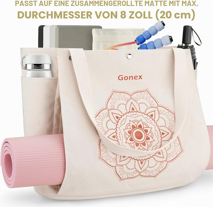 Gonex Yogatasche, Yogamatte Tasche mit Mehreren Taschen für Damen und Herren, Canvas wasserdichte To